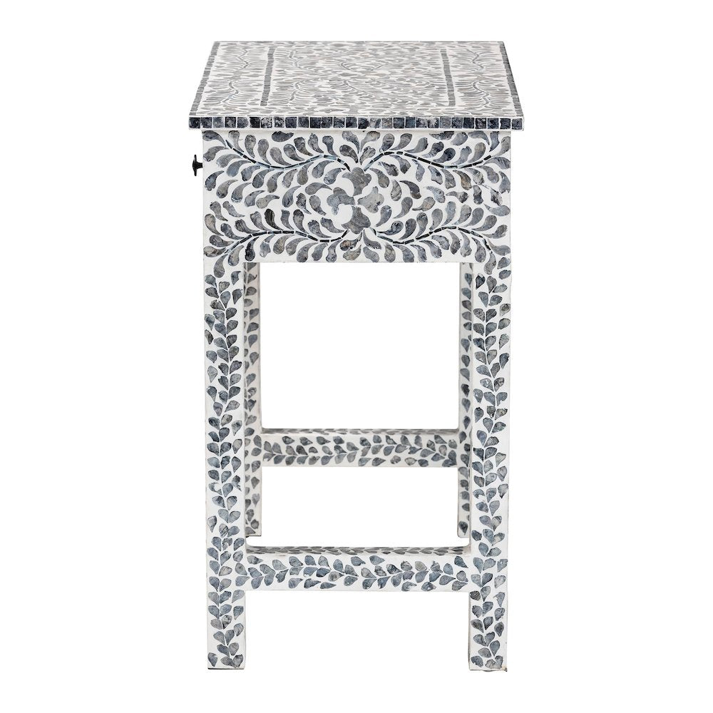 Diata Coastal Black and White Mother of Pearl Capiz Shell 2-Drawer Console Table