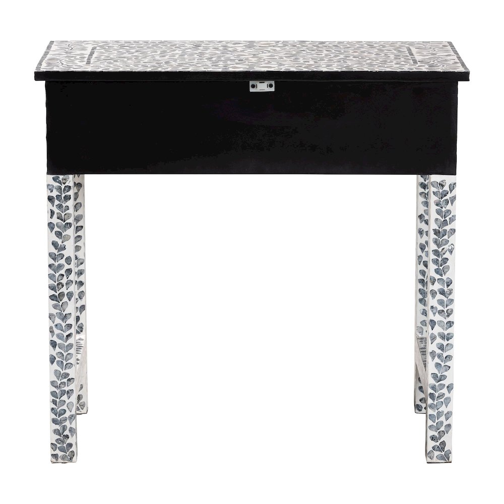 Diata Coastal Black and White Mother of Pearl Capiz Shell 2-Drawer Console Table