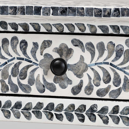 Diata Coastal Black and White Mother of Pearl Capiz Shell 2-Drawer Console Table