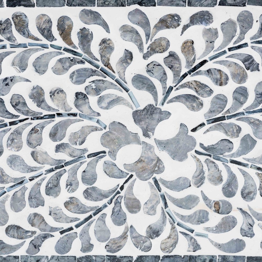 Diata Coastal Black and White Mother of Pearl Capiz Shell 2-Drawer Console Table
