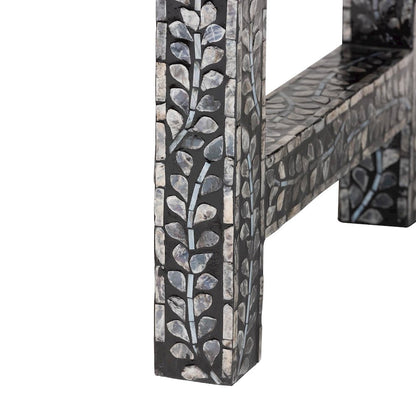 Elara Coastal Black and White Mother of Pearl Capiz Shell 3-Drawer Console Table