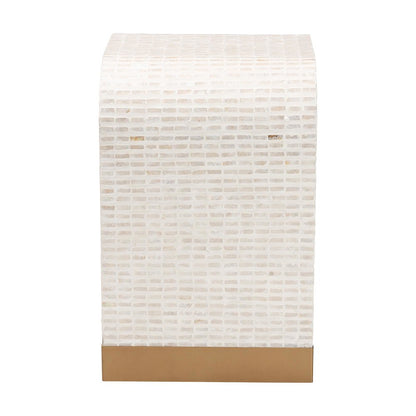 Carlyn Coastal Beige and White Mother of Pearl Capiz Shell End Table