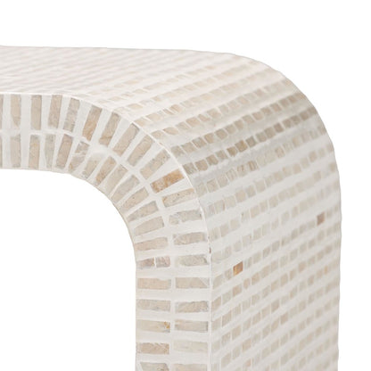 Carlyn Coastal Beige and White Mother of Pearl Capiz Shell End Table