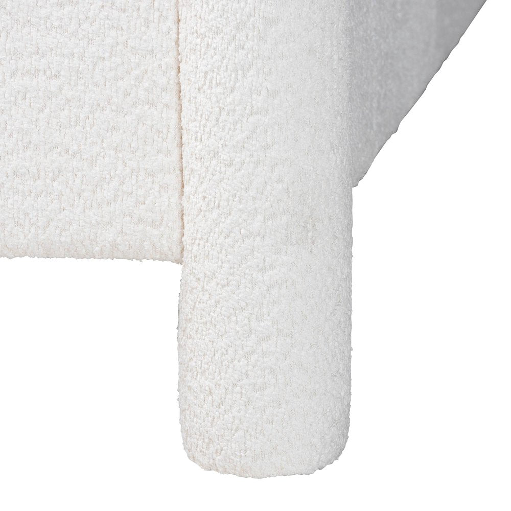 Laria Modern White Teddy-Bear Fabric Queen Size 5-Piece Bedroom Set
