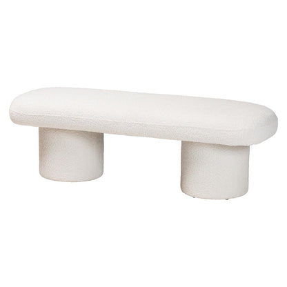 Laria Modern White Teddy-Bear Fabric Queen Size 5-Piece Bedroom Set