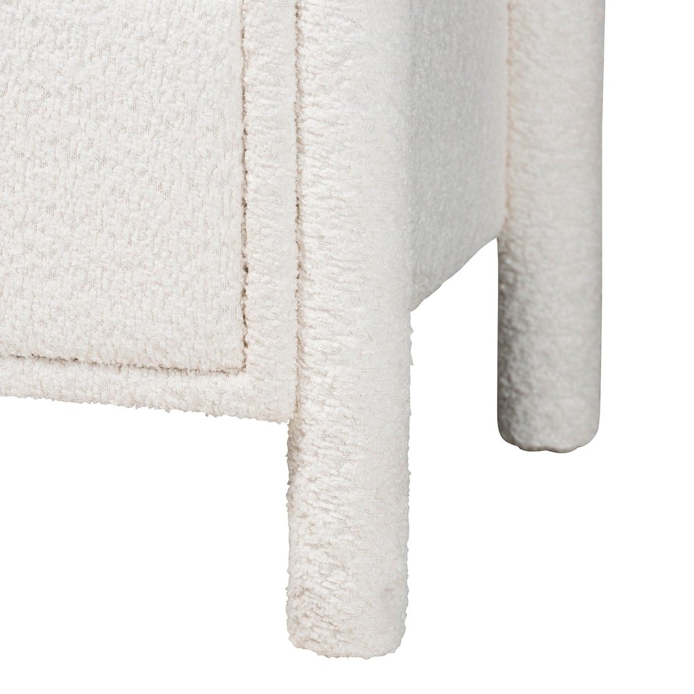 Laria Modern White Teddy-Bear Fabric Queen Size 5-Piece Bedroom Set