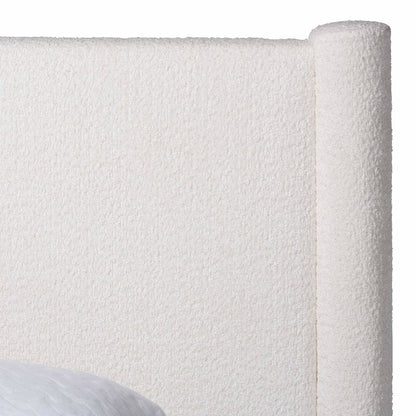 Laria Modern White Teddy-Bear Fabric Queen Size 5-Piece Bedroom Set