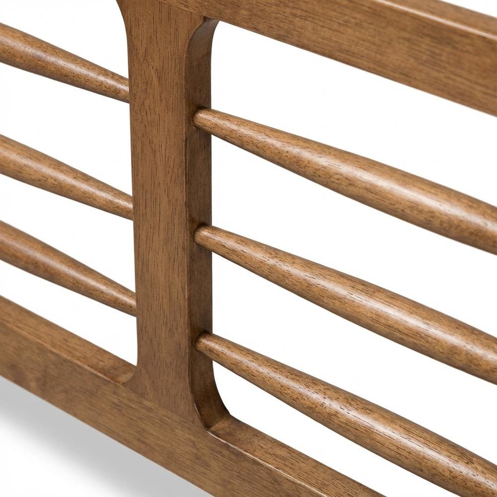 Walnut Finished Mid-Century Queen Headboard in Rubberwood Frame