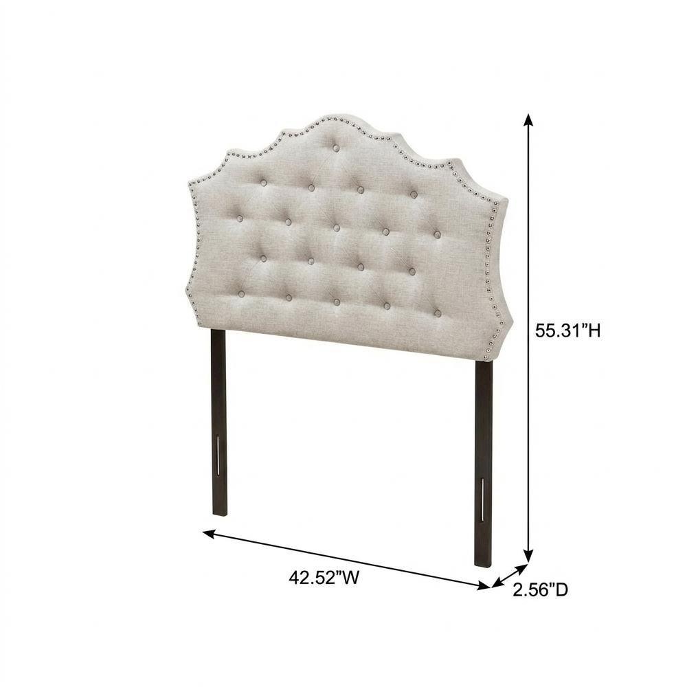 Greyish Beige Twin Size Fabric Headboard with Foam Padding and LVL Frame