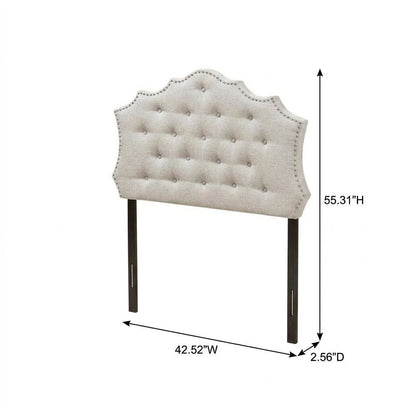 Greyish Beige Twin Size Fabric Headboard with Foam Padding and LVL Frame