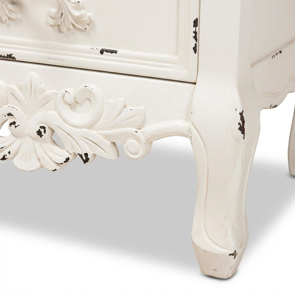 Walnut Brown and White Finished Nightstand with 3 Drawers and Traditional Style