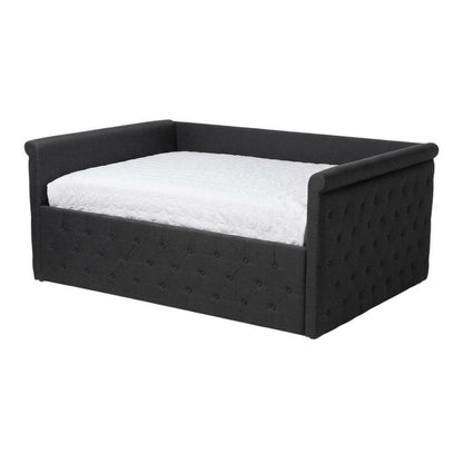 Dark Grey Fabric Upholstered Queen Daybed, Contemporary Style and Plush Comfort