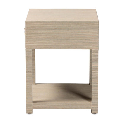 Nata Bohemian Woven Natural Grasscloth 1-Drawer Nightstand