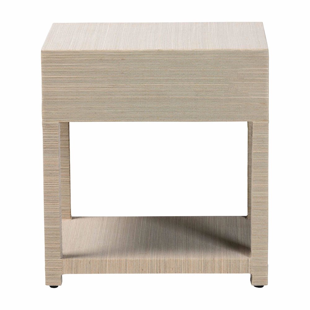 Nata Bohemian Woven Natural Grasscloth 1-Drawer Nightstand