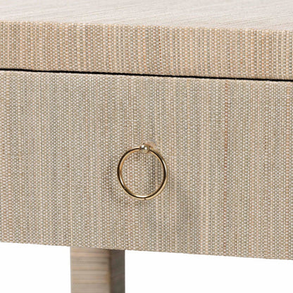 Nata Bohemian Woven Natural Grasscloth 1-Drawer Nightstand
