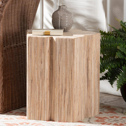 Janeth Bohemian Woven Grasscloth End Table