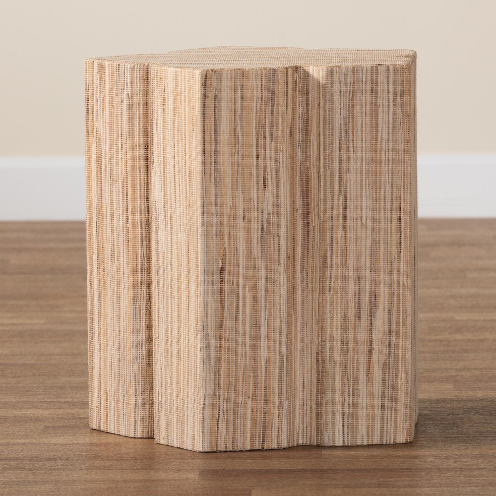 Janeth Bohemian Woven Grasscloth End Table