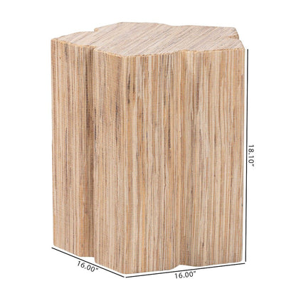 Janeth Bohemian Woven Grasscloth End Table