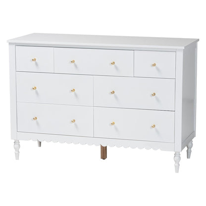 Roni Modern White Scalloped Wood 4-Piece Twin Bedroom Set with Two Nightstands