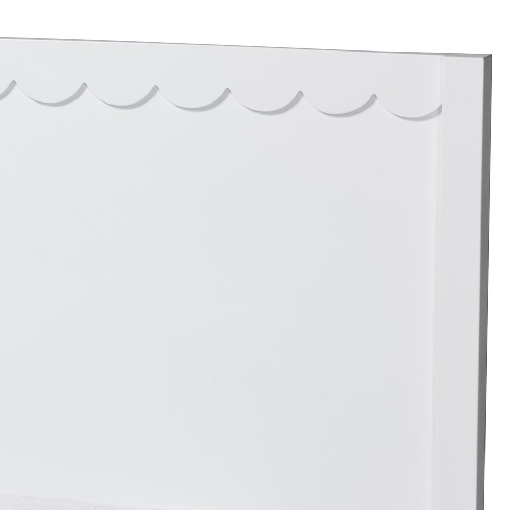 Roni Modern White Scalloped Wood 4-Piece Twin Bedroom Set with Two Nightstands
