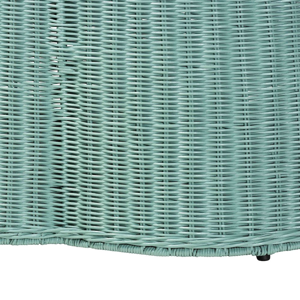 Palm Bohemian Seafoam Green Scalloped Rattan Coffee Table