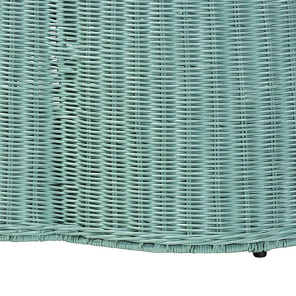 Palm Bohemian Seafoam Green Scalloped Rattan Coffee Table