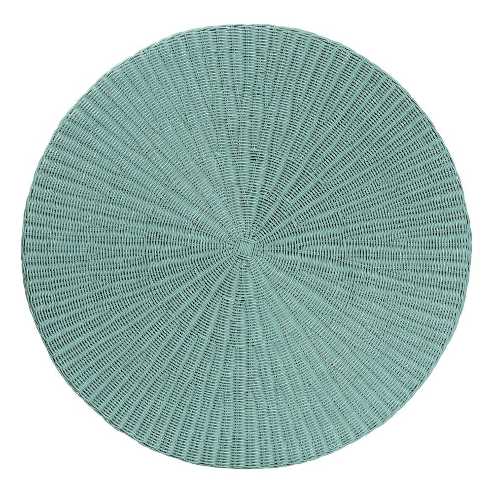 Palm Bohemian Seafoam Green Scalloped Rattan Coffee Table