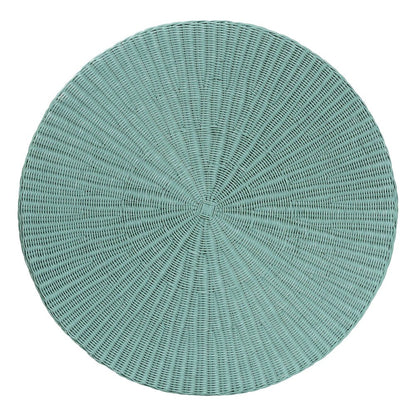 Palm Bohemian Seafoam Green Scalloped Rattan Coffee Table