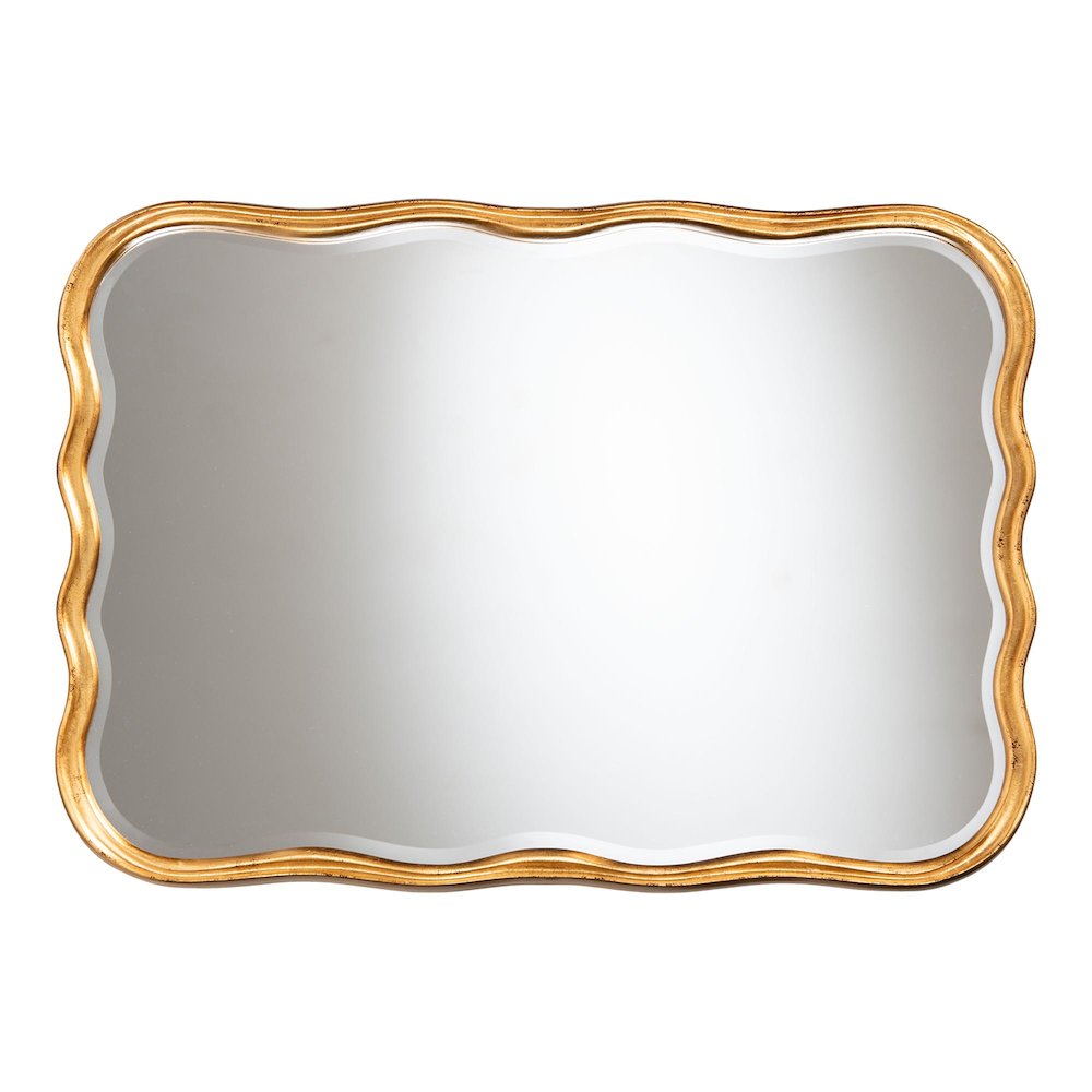 Fredrika Antique Goldleaf Scalloped Wood Accent Wall Mirror