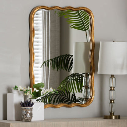 Fredrika Antique Goldleaf Scalloped Wood Accent Wall Mirror