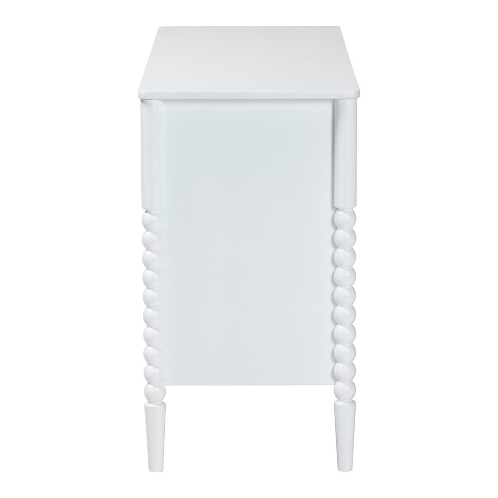 Lucera Mid-Century White Bobbin Wood 6-Drawer Dresser