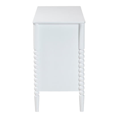 Lucera Mid-Century White Bobbin Wood 6-Drawer Dresser