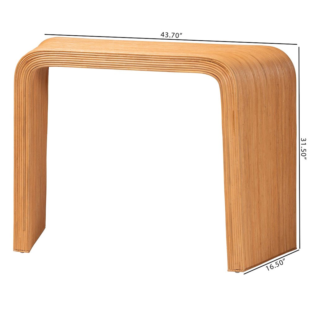 Eilis Bohemian Light Honey Fluted Rattan Waterfall Console Table