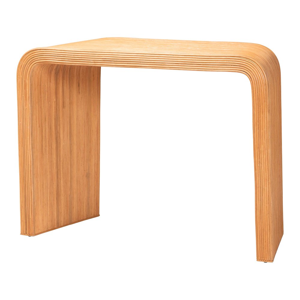 Eilis Bohemian Light Honey Fluted Rattan Waterfall Console Table