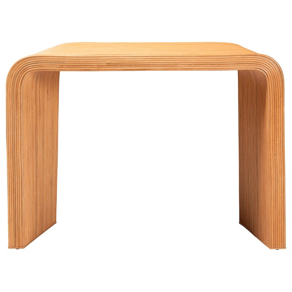 Eilis Bohemian Light Honey Fluted Rattan Waterfall Console Table