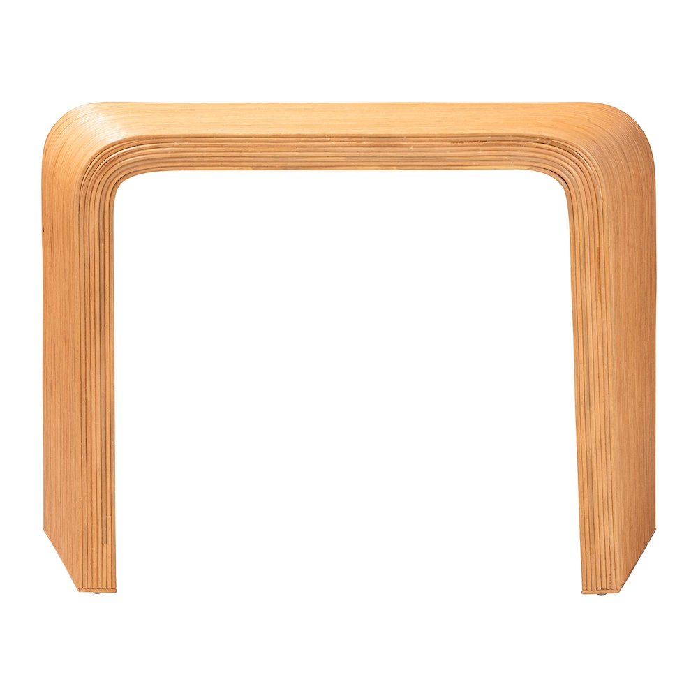 Eilis Bohemian Light Honey Fluted Rattan Waterfall Console Table