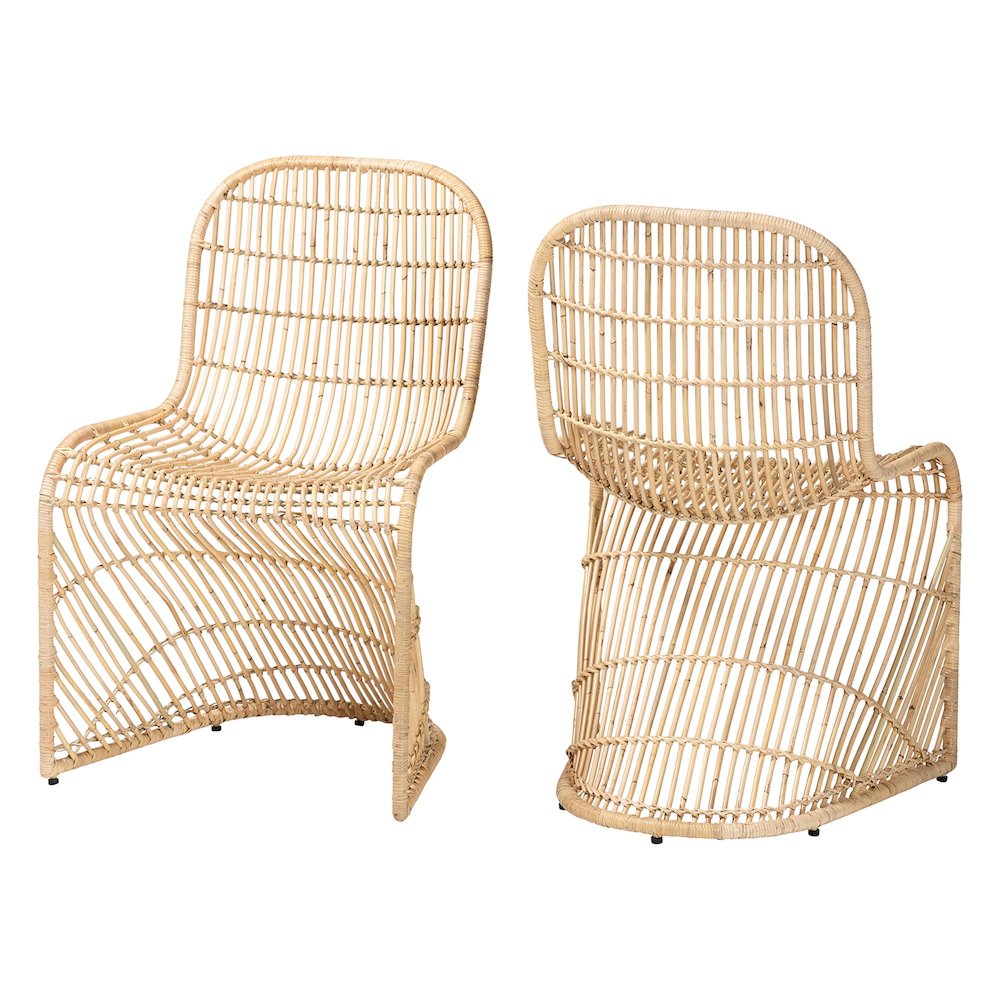Rosalba Bohemian Light Honey Rattan S-Curve Dining Chair