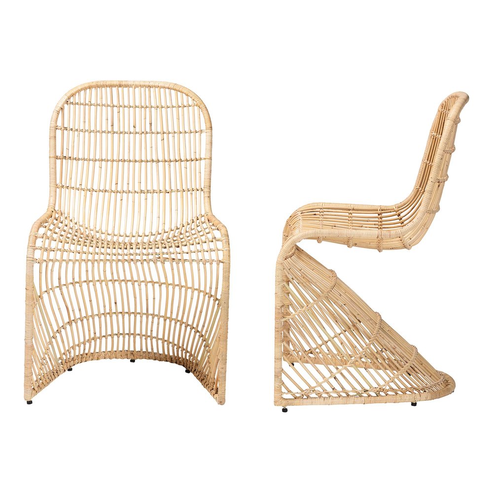 Rosalba Bohemian Light Honey Rattan S-Curve Dining Chair