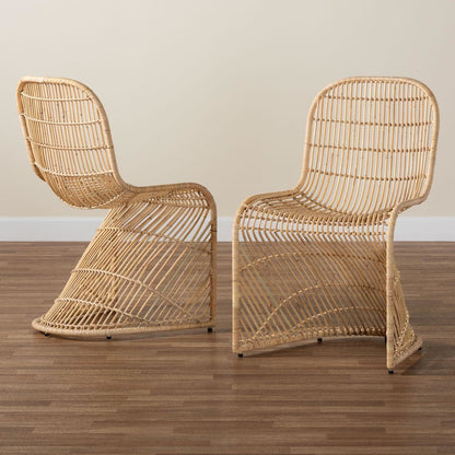 Rosalba Bohemian Light Honey Rattan S-Curve Dining Chair