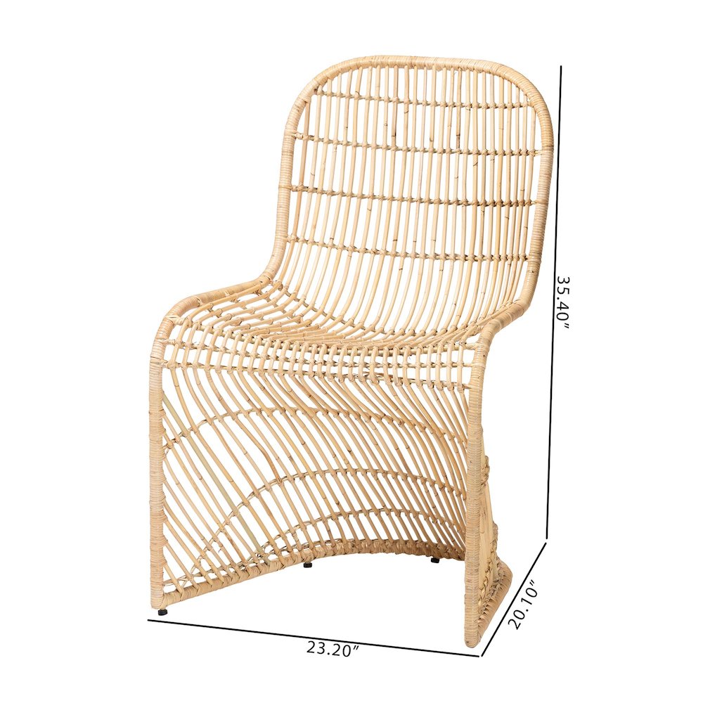 Rosalba Bohemian Light Honey Rattan S-Curve Dining Chair