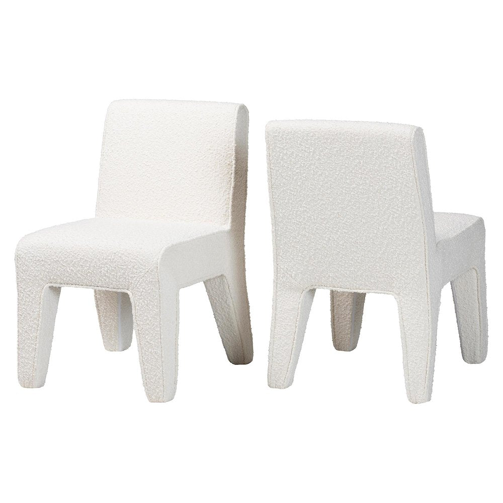 Helios Boucle Dining Chair Set of 2 - Modern Armless Upholstered Accent Chair