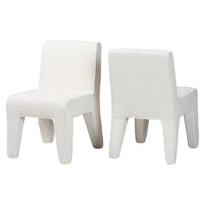 Helios Boucle Dining Chair Set of 2 - Modern Armless Upholstered Accent Chair