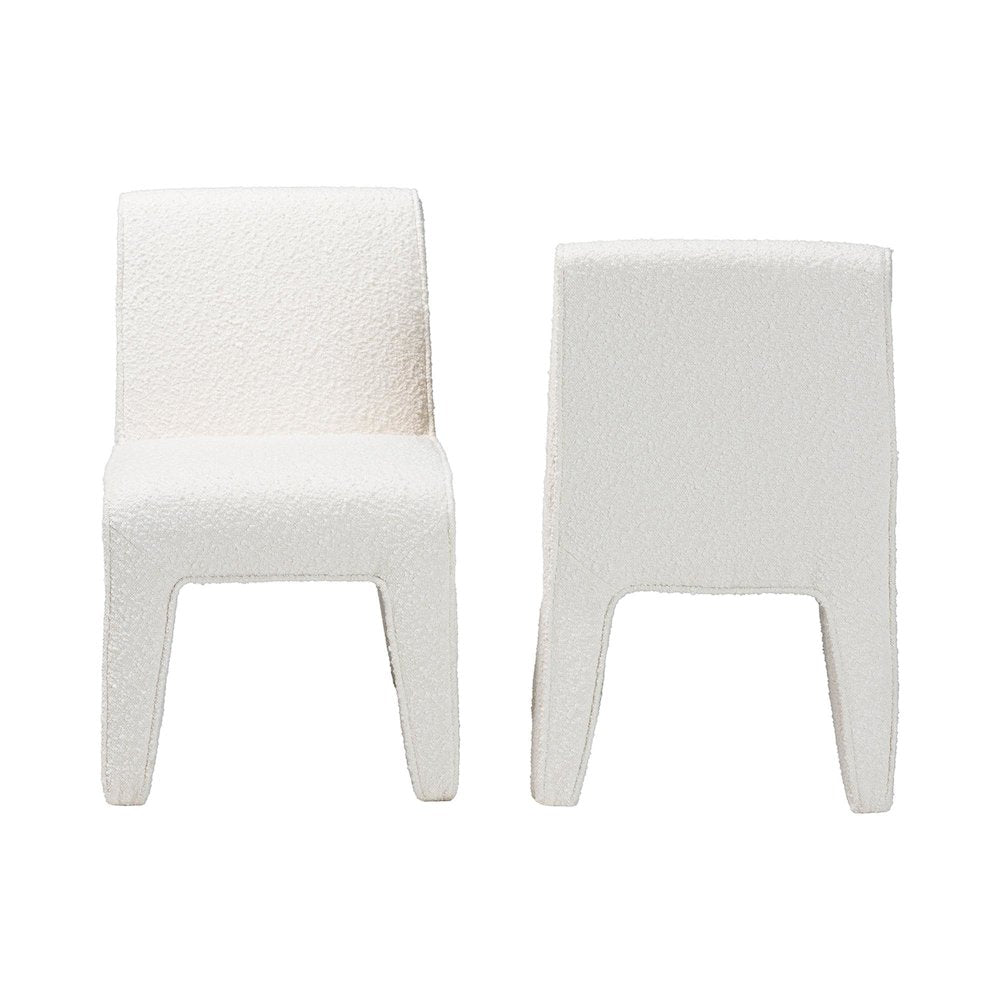 Helios Boucle Dining Chair Set of 2 - Modern Armless Upholstered Accent Chair
