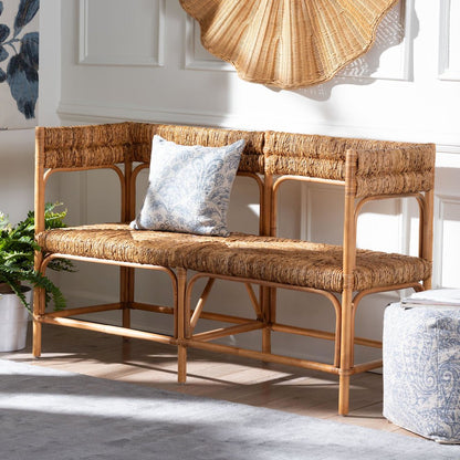 Adisa Natural Rattan Bench - Handcrafted Banquette