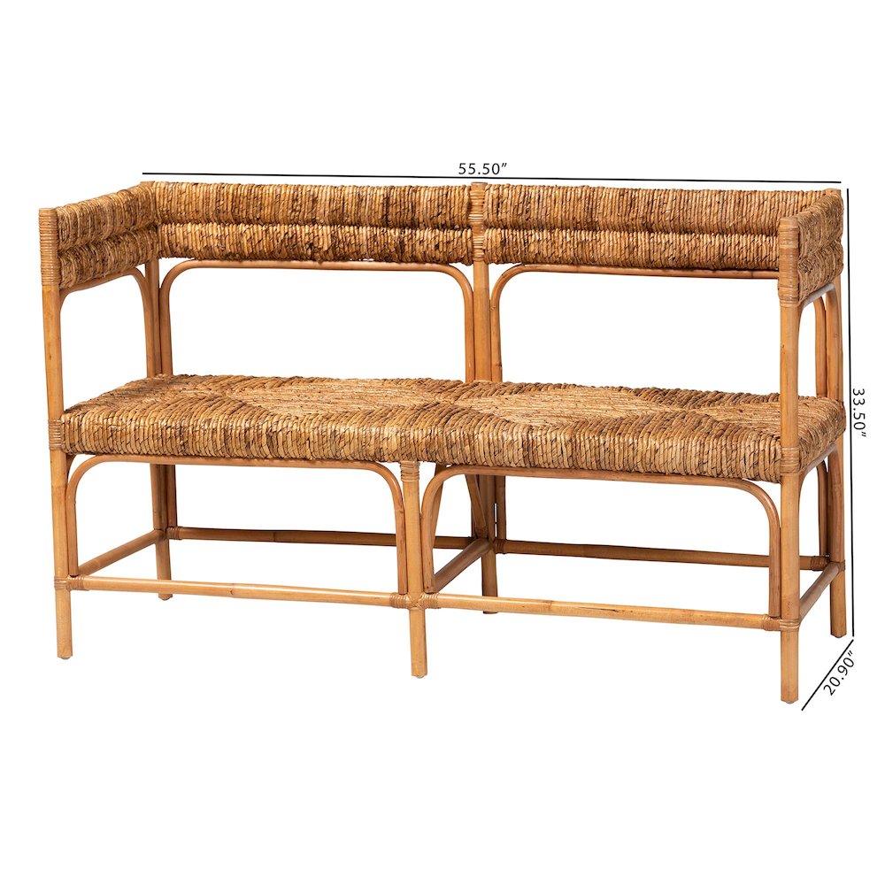 Adisa Natural Rattan Bench - Handcrafted Banquette