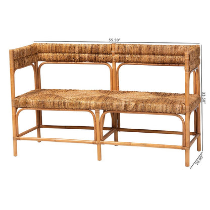 Adisa Natural Rattan Bench - Handcrafted Banquette