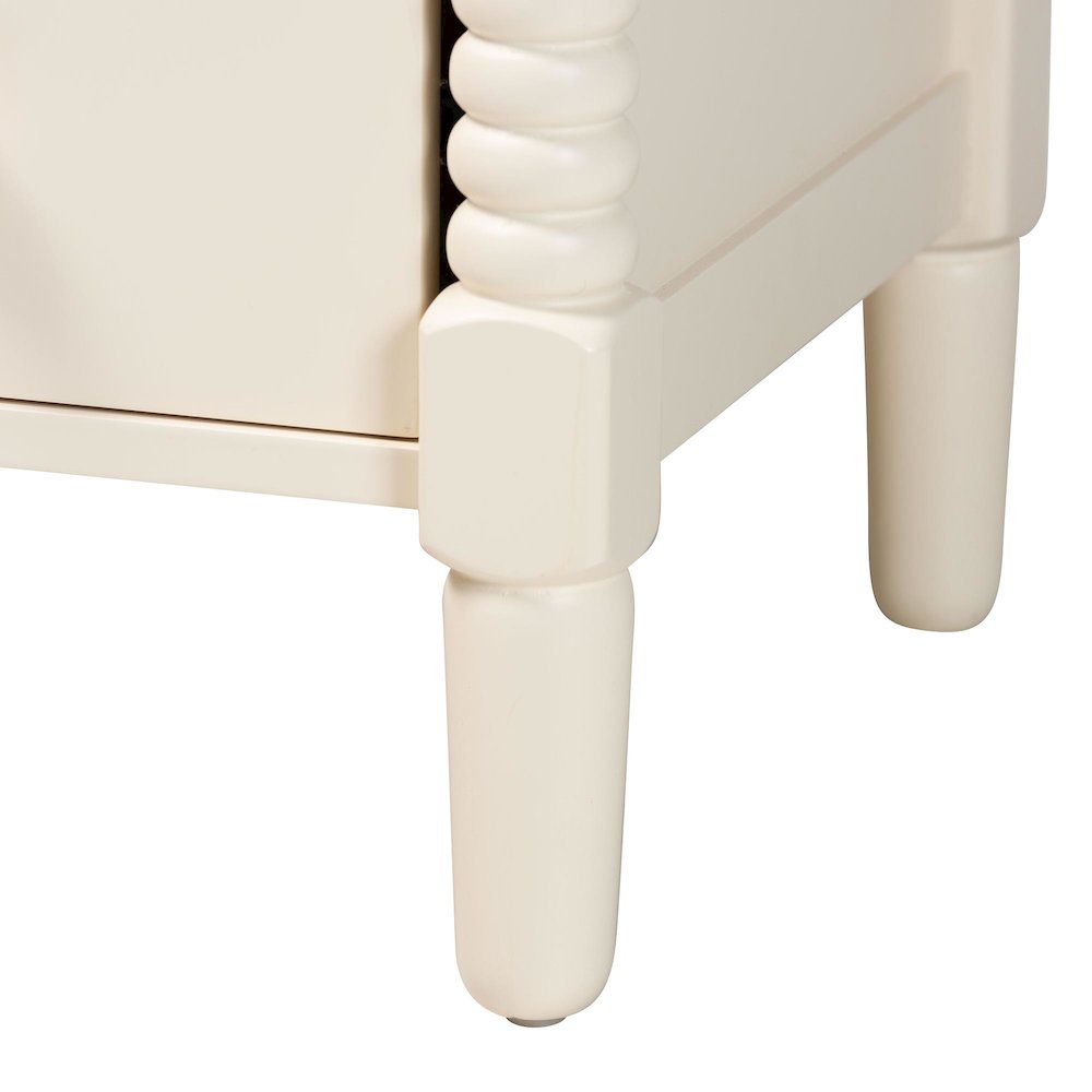 Braith Farmhouse Ivory Spindle Wood 5-Drawer Chest