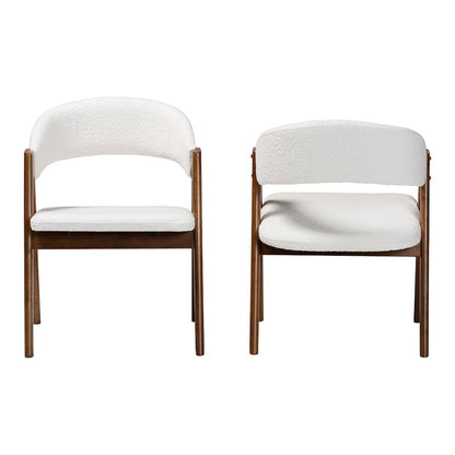 Virden Boucle Upholstered Dining Chair Set of 2- Mid-Century Modern Armchair