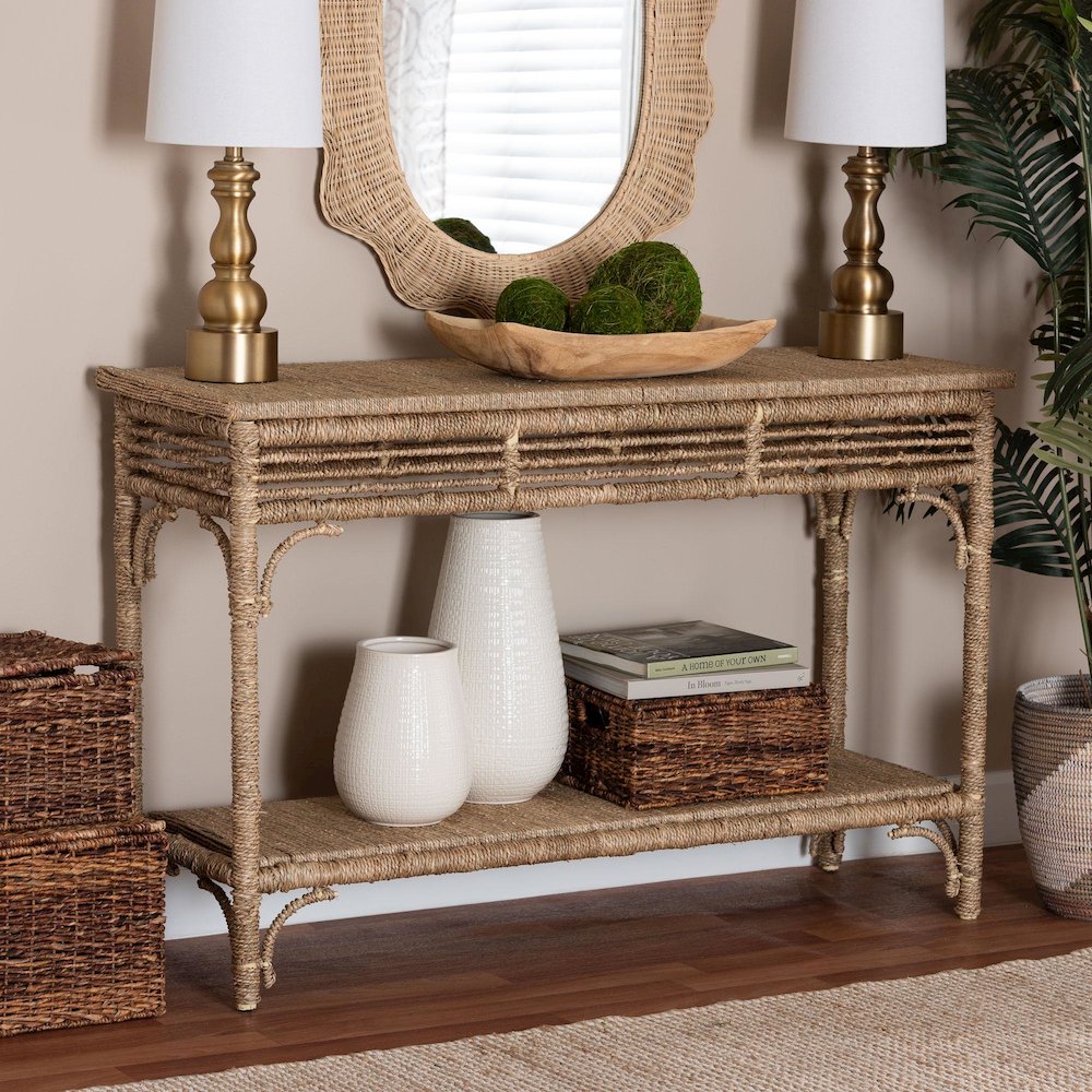 Ganit Handwoven Seagrass Console Table - Entryway Table