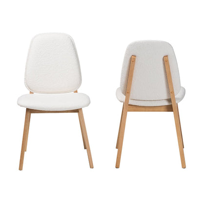 Hudson Boucle Upholstered Dining Chair Set of 2- Mid-Century Modern Side Chair